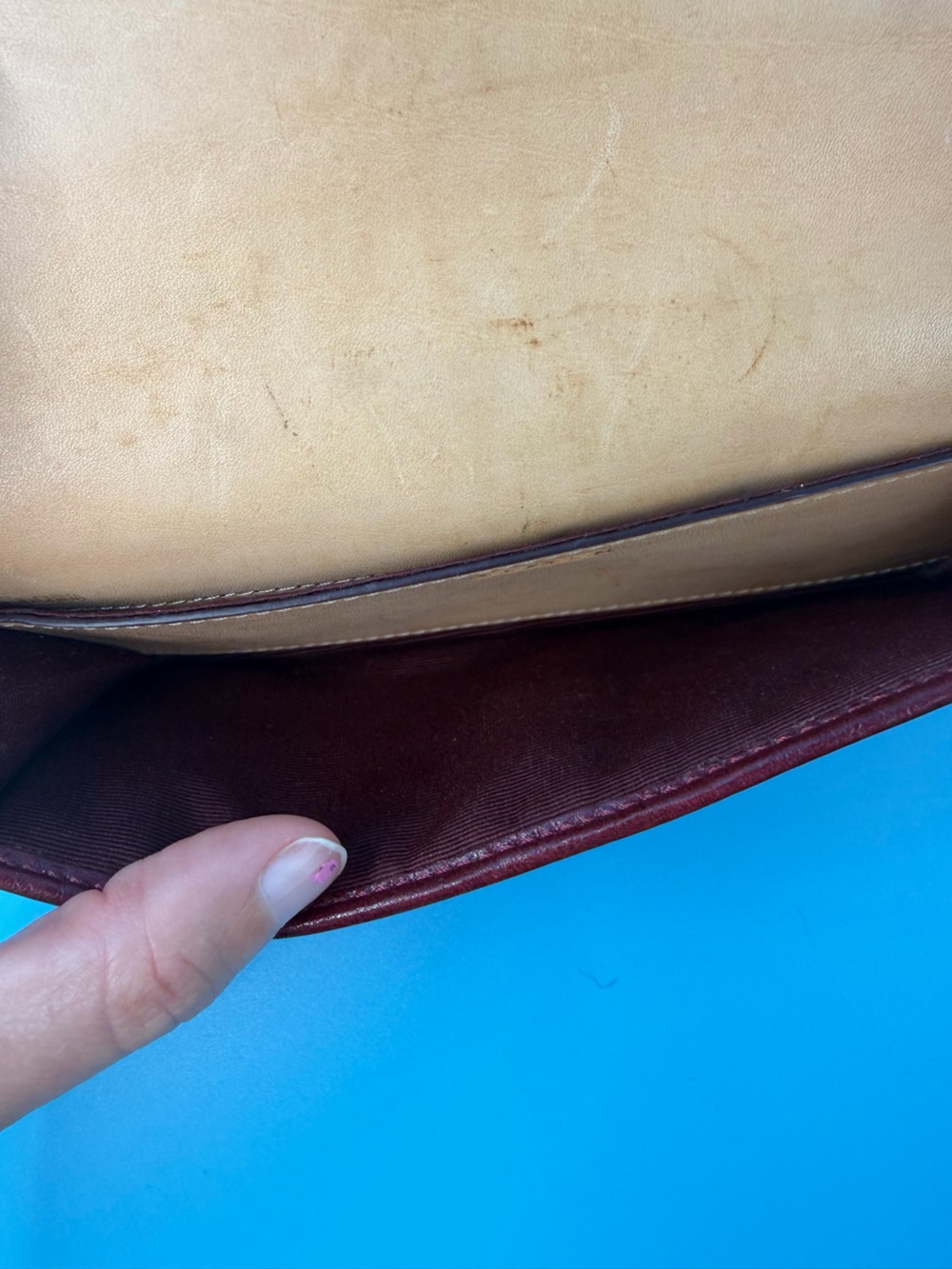 Coach 90s Y2K Vintage Signature Logo Jacquard Print Burgundy Leather Bill Wallet - Picture 8 of 9